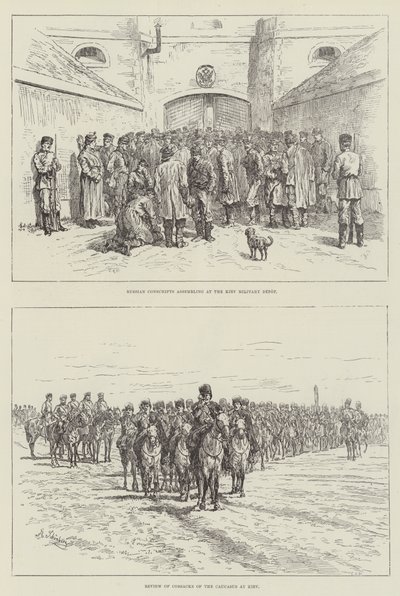 Militairen in Kiev door Johann Nepomuk Schonberg